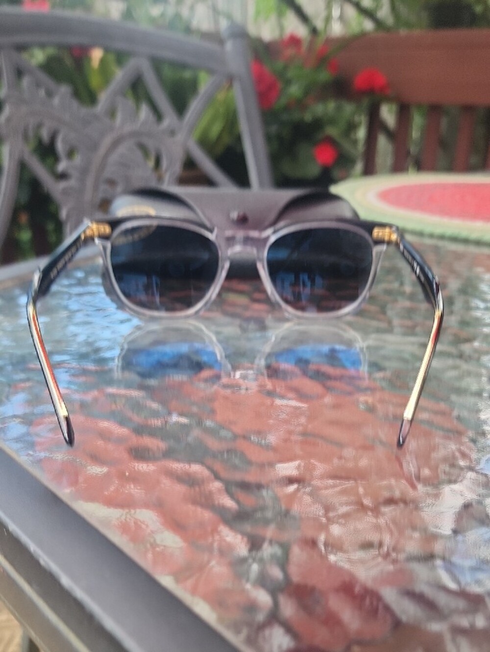 Ray-Ban Two-Tone Hawkeye Sunglasses - Polished Black & Clear, Polarized Lenses - Picture 5 of 15